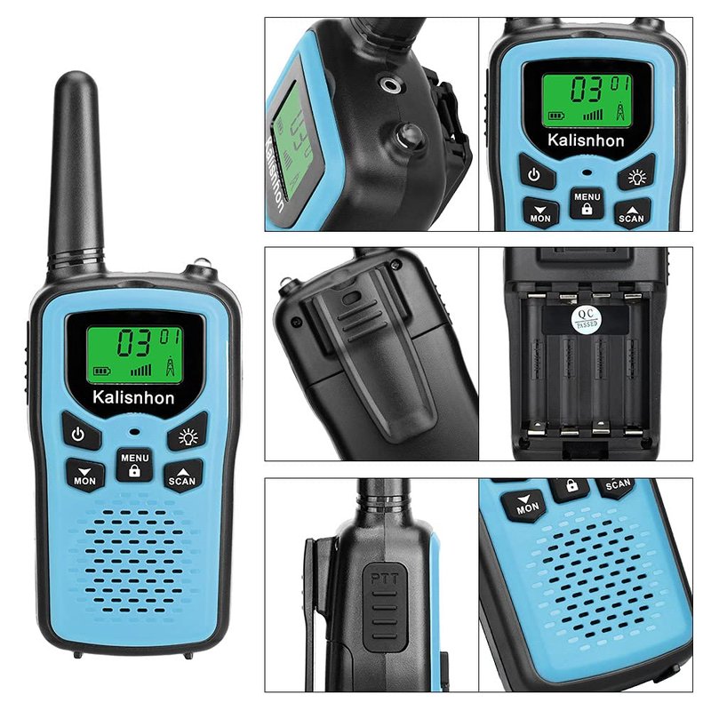Walkie Talkies for Adults,Kalisnhon walkie talkies with 22 FRS Channels，walkie Talkie Long Range with Flashlight VOX LCD Display Two Way radios for Cycling Camping Hiking(2 Pack) 2-Blue