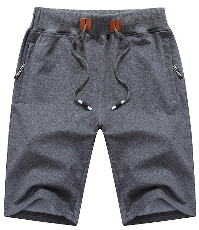 QPNGRP Mens Shorts Casual Drawstring Zipper Pockets Elastic Waist Darkgray 34