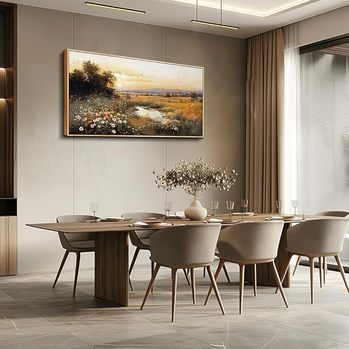 QIYILEXWART Large Wall Art For Living Room Canvas Wall Decor For Bedroom Office Decorations Prairie Puddle Landscape Painting Wall Pictures Modern Aesthetic Room Home Decor Artwork Wood Framed