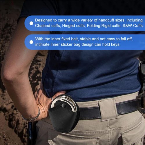 2 Pcs Handcuff Case, Handcuff Holster, Open Top Oxford Cloth Cuff Pouch for Duty Belt Police Law Enforcement Security Officer Accessories Fits Standard Chain or Hinge Handcuffs