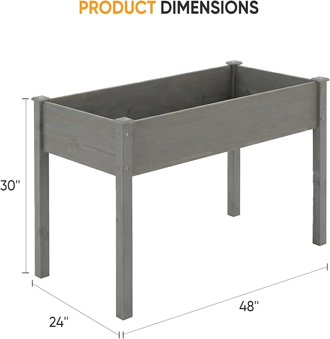 NEWBULIG Raised Garden Bed with Legs 48x24x30in,Elevated Wood Planter Box Stand for Outdoors Garden Balcony Courtyard, Natural Wood 400 Pound Capacity for Planting Herbs Flowers Vegetables, Grey