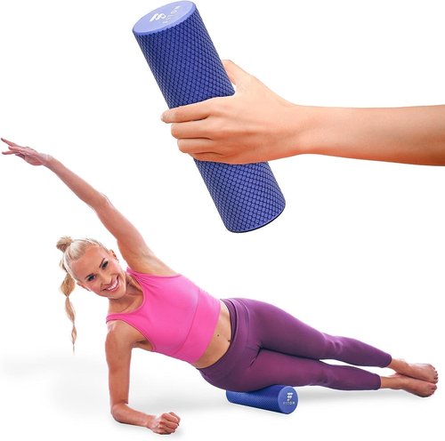 FitOn Recovery Foam Roller - High Density Muscle Massage Roller for Deep Tissue Relief | Compact 12"x4", Purple