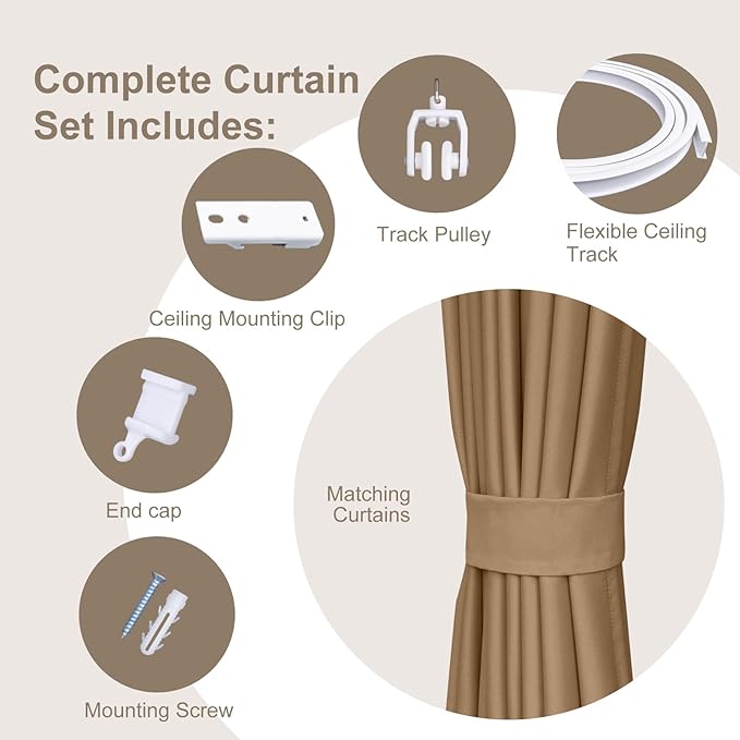 MaKefeile Room Divider Curtains & Flexible Bendable Tracks Set, Privacy