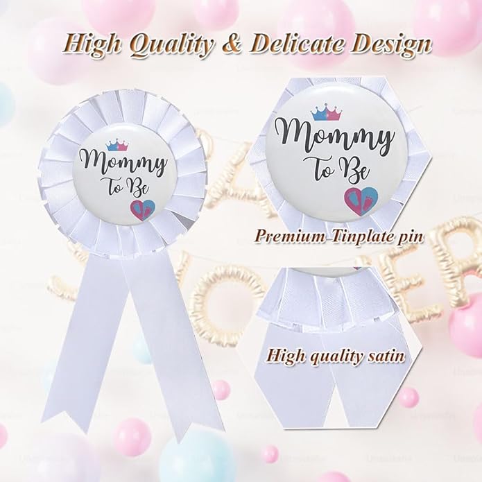 Mommy & Daddy To Be Tinplate Badge Pins, 2Pcs Perfect Baby Shower/Gender Reveal Button Pins for New Parents
