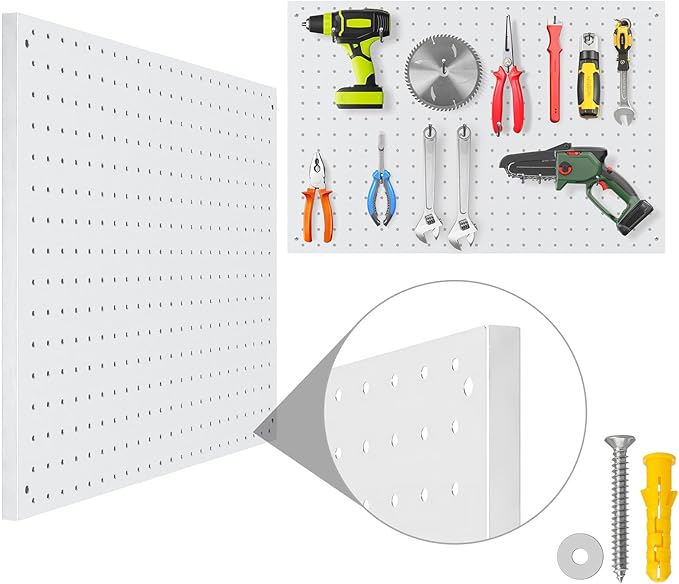 Peg Board, 3 Pack Metal Pegboard Panels White Pegboards Wall Organizer