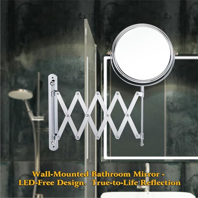 Welllink 8Inch XL Wall Mounted Bathroom Mirror, 1X/7X Magnification,