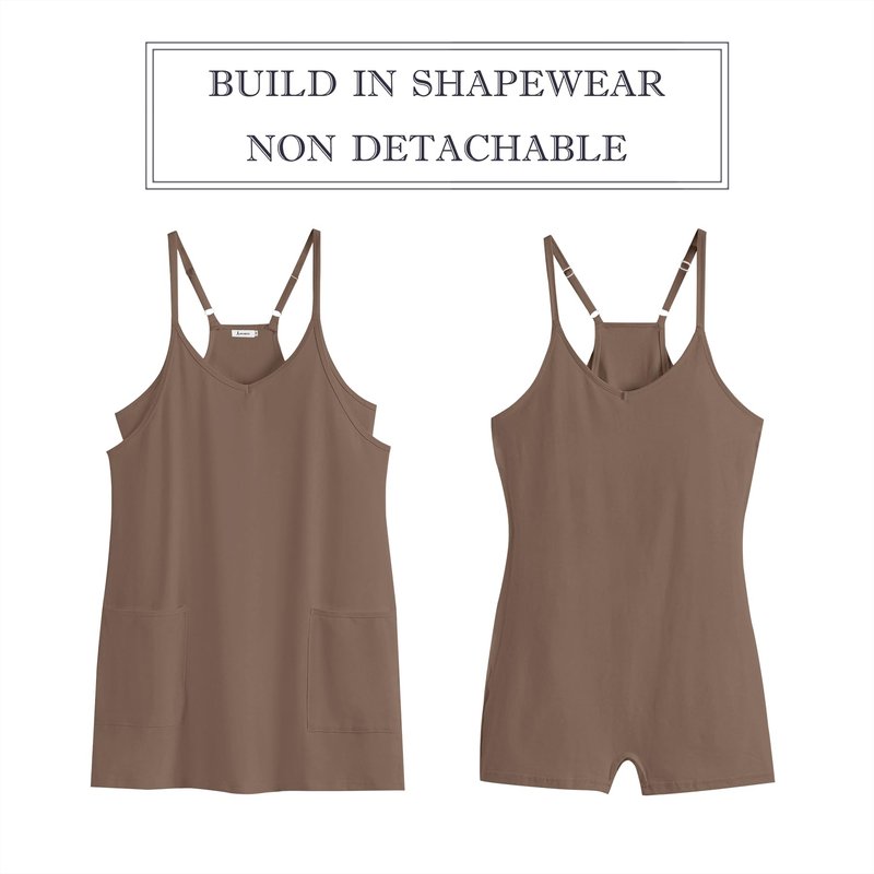 ANRABESS Women Athletic Dress Summer Tennis Workout Active Sports Mini Romper Dress Built in Shorts Travel Vacation Clothes Coffee Medium
