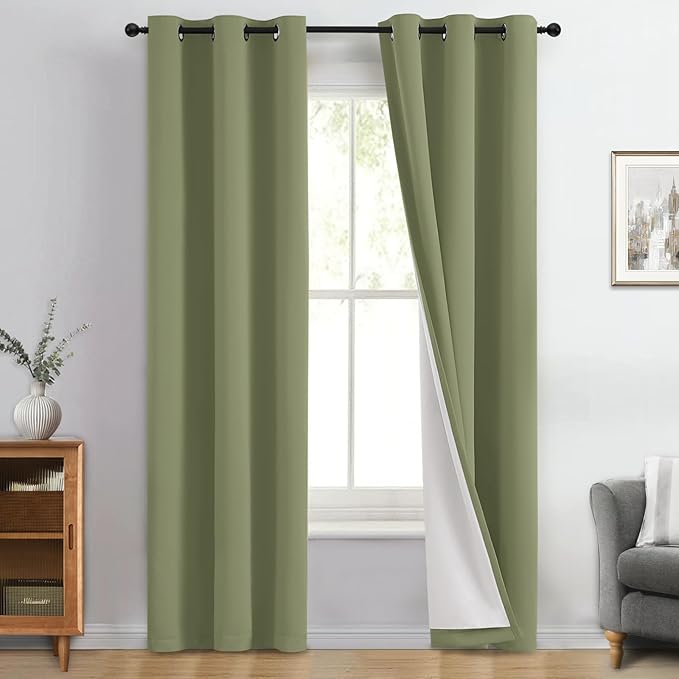 Yakamok 100% Blackout Curtain Panels 96 inches Cold and Light Blocking Drapes