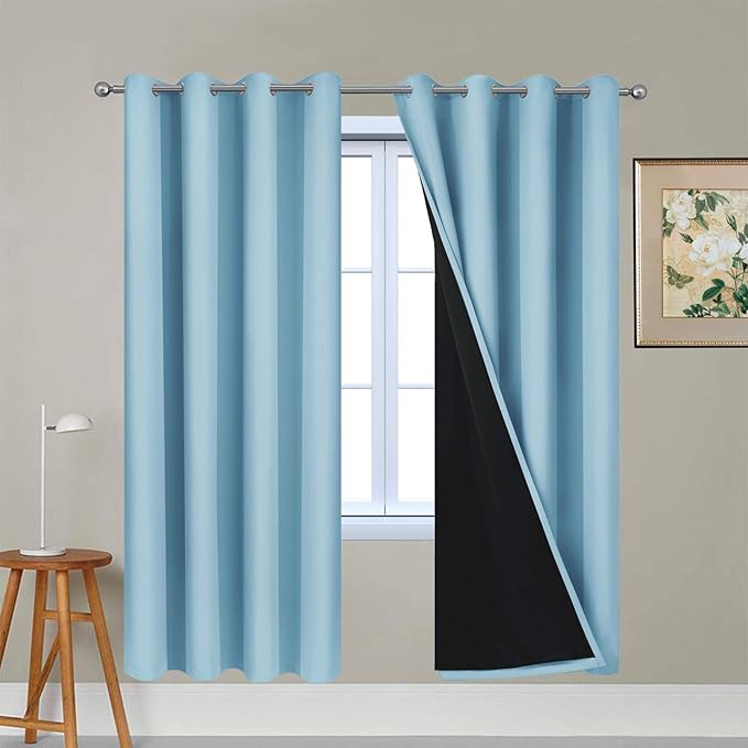 Yakamok 100% Blackout Lined Panels, Thermal Insulated Blackout Curtains