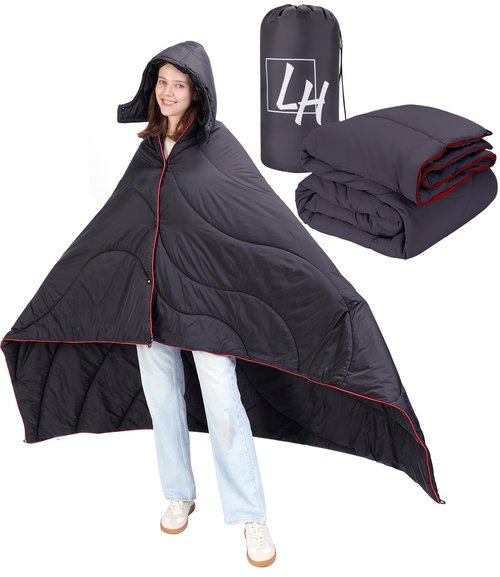Outdoor Puffy Camping Blanket, Lightweight Down Alternative Puffy Waterproof Stadium Blanket with Portable Bag, Lightweight Camping Blanket for 2 People, Cold Weather, Sports, Travel, Car, 79*54 inch