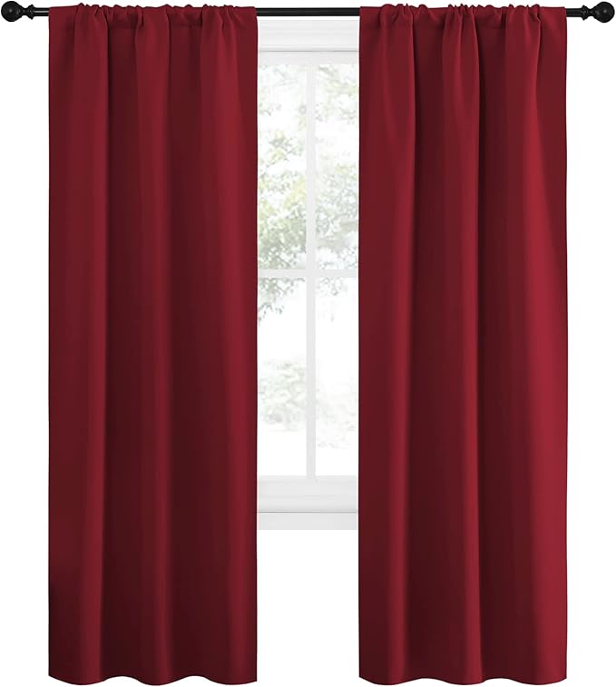 NICETOWN Christmas Burgundy Curtains Blackout Drape Panels