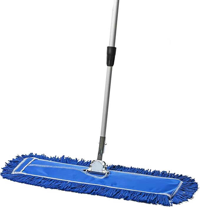 24 Inch Blue Commercial Dust Mop & Floor Sweeper with Extendable Handle – Mop for Hardwood, Tile, and Concrete Floor Cleaning