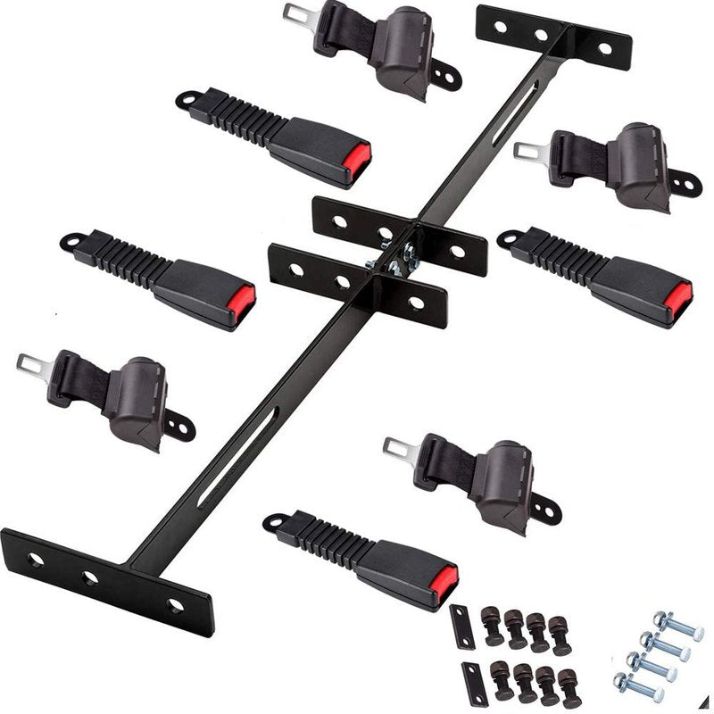 Universal Golf Cart Retractable Seat Belts and Bracket Kit 4 Passenger for Club Car,EZGO Yamaha etc. Golf Cart