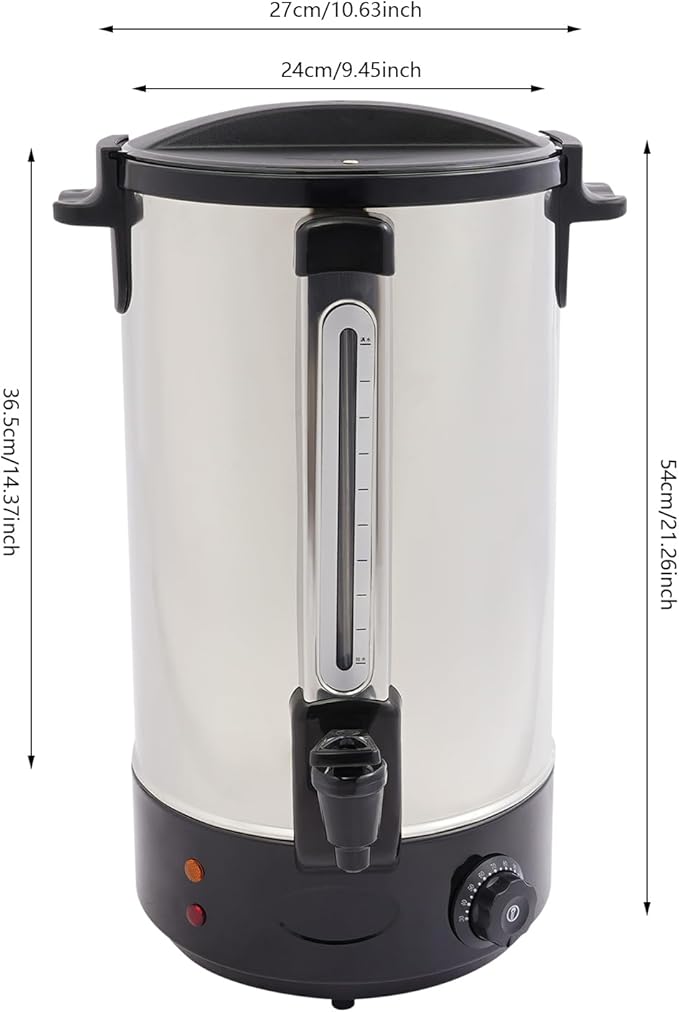 Electric Hot Water Dispenser 160 Cups Commercial Coffee Percolator & Beverage Dispenser w/Temperature Control, Stainless Steel Coffee Urn for Coffee & Tea