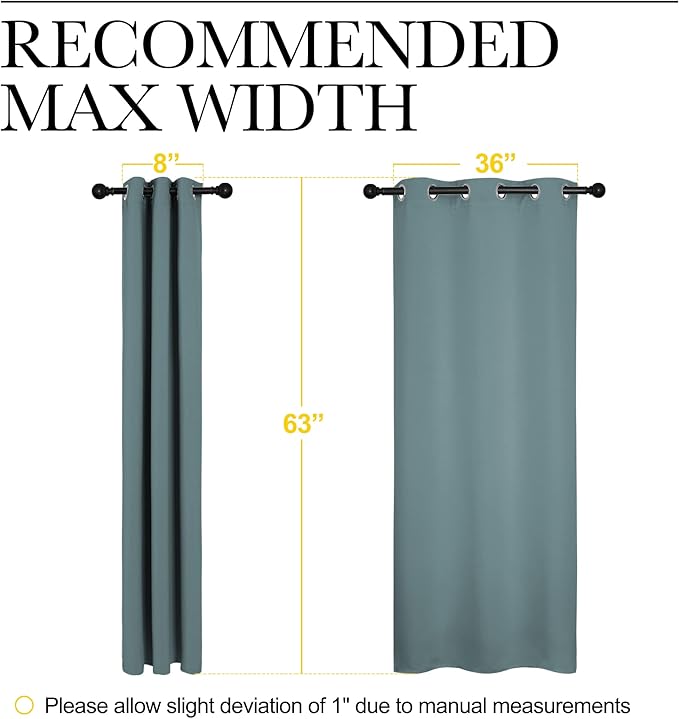 NICETOWN Modern Greyish Blue Blackout Curtains Noise Reducing, Thermal