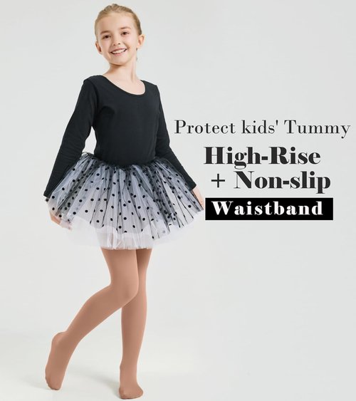 CozyWow Ballet Tights for Girls - Ultra Soft Dance Pantyhose for Kids, Sizes 4T to 12T