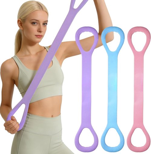 Figure 8 Exercise Bands - Set of 3 Resistance Bands for Arm, Back & Leg Training | Durable Handles