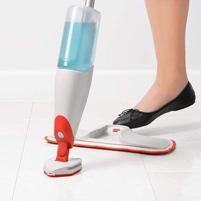 OXO Good Grips Microfiber Spray Mop with Slide-Out Scrubber,Red/White