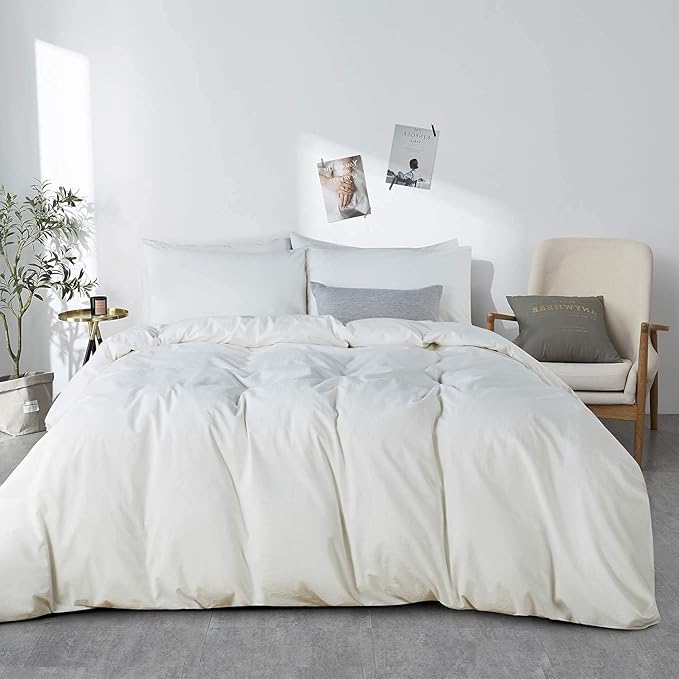 1000 Thread Count California King Duvet Cover 100% Egyptian Cotton Soft 5 PC Comforter Cover & 2 Pillow Shams - All Season Breathable Zipper Closure & Corner Ties (Cal King/King, White)