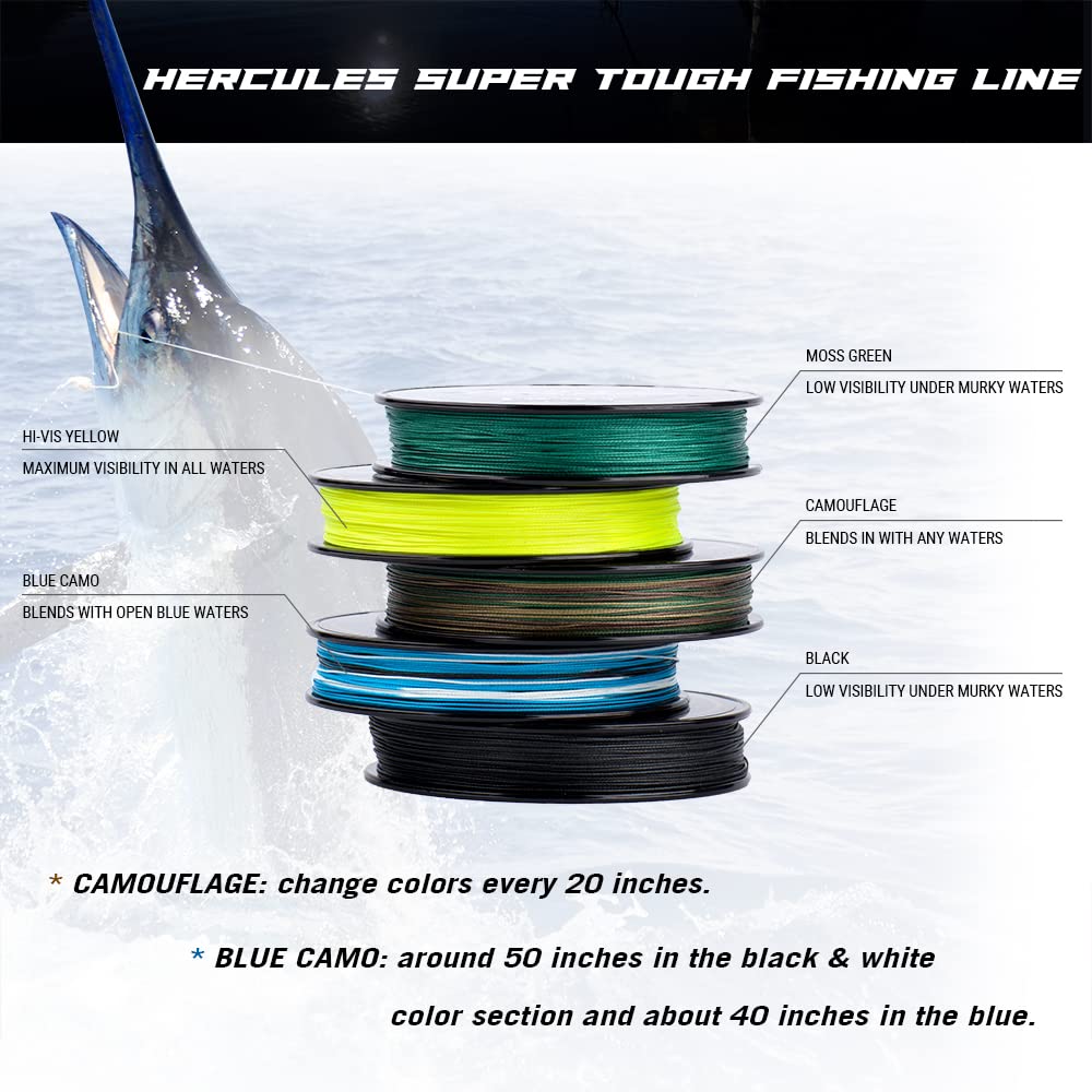 HERCULES Super Tough Braided Fishing Line 30 pounds Test Camouflage 30LB (150 Yards) - 4 Strands