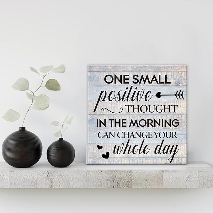 Inspirational Farmhouse Canvas Print Wall Art Decor One Small Positive Thought
