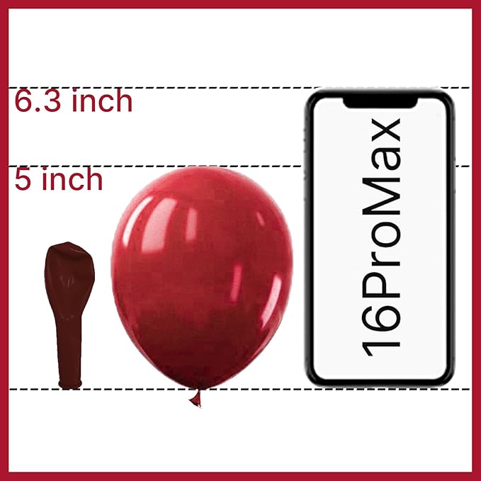 PartyWoo Burgundy Balloons 50pcs 5 Inch Small Dark Chestnut Red Maroon Balloons for Graduation Wedding Thanksgiving Birthday Bachelorette Citizenship Strawberry Theme Party Decorations Red-Y62