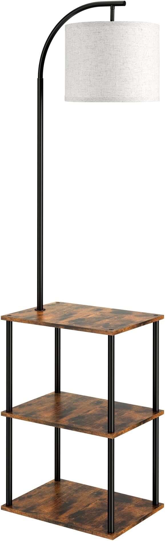PARTPHONER Floor Lamp with Table, Night Stand with Lamp, Narrow Side Table with 3CCT LED Bulb, Small Coffee Table, Modern End Table with Storage Shelves for Living Room Bedroom Home Décor