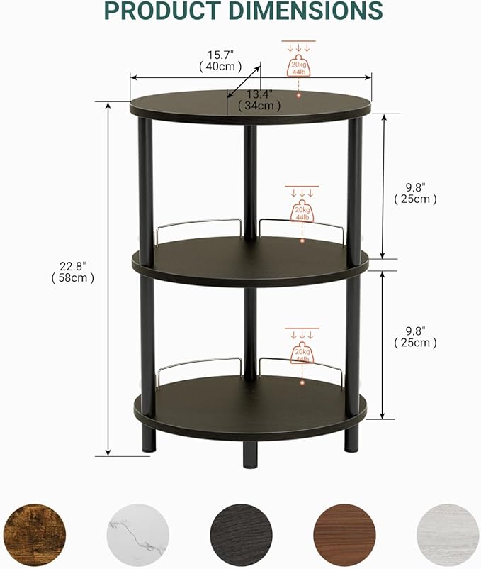 Small Nesting Coffee Table - 3-Tier Oval Accent Table for Small Spaces, Rustic Wood and Metal Couch End Table, Nightstand for Bedroom or End Table Living Room, Easy to Assemble, Charcoal Wenge