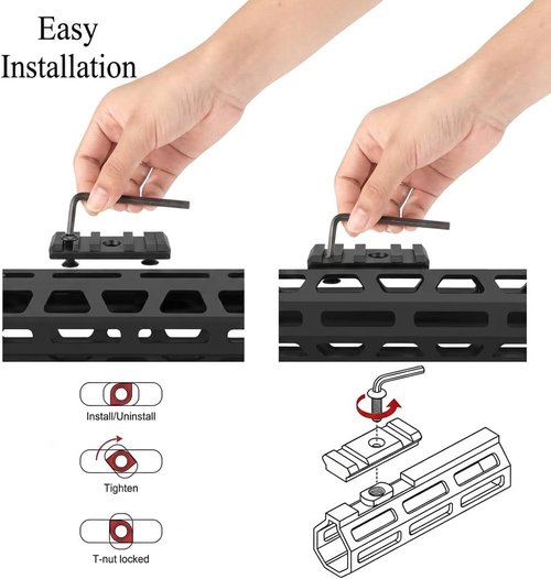 Gotical 9 Slots Picatinny Rail Section - M Lok Handguard Accessory | Set of 2, Black