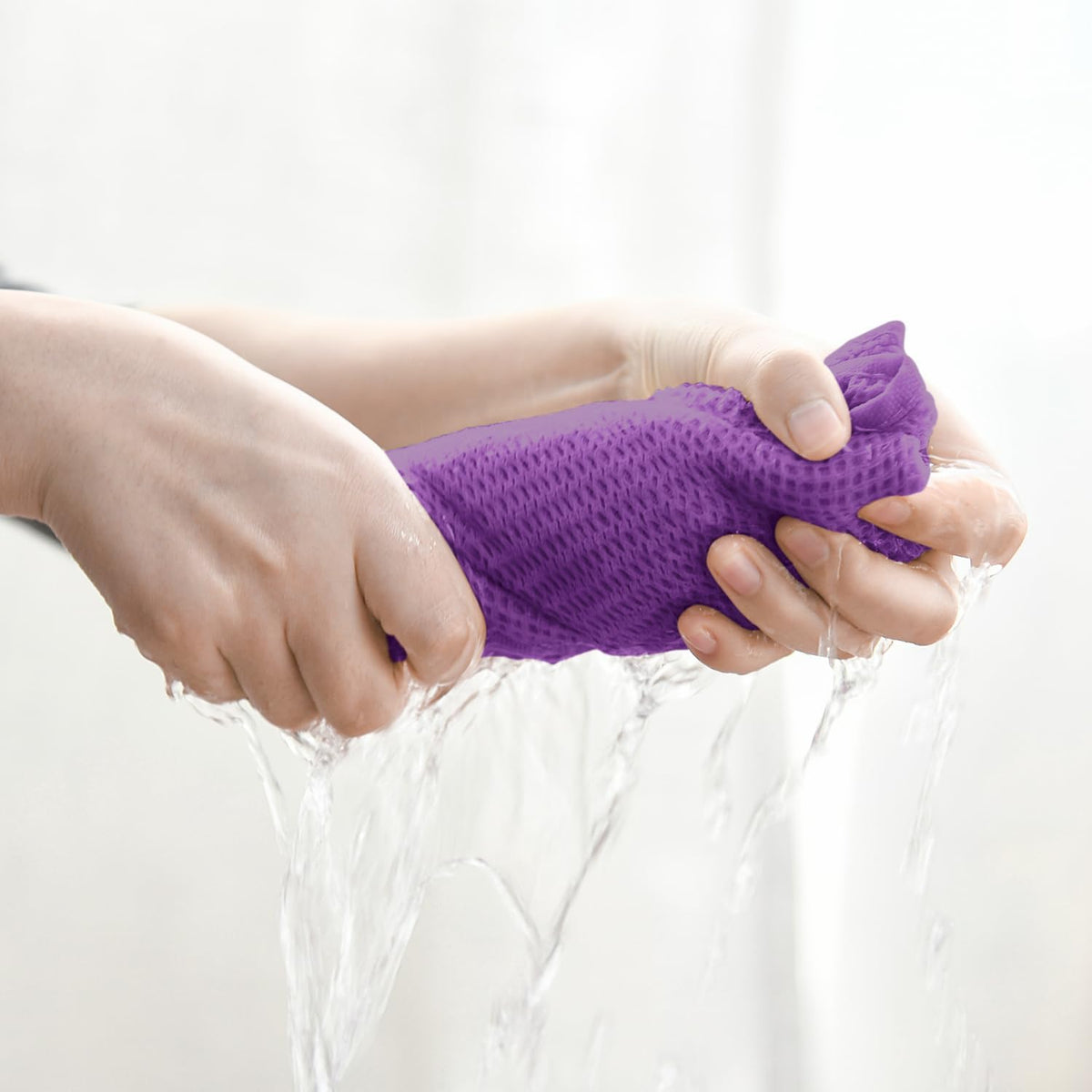 Artoid Mode 100% Cotton Purple Waffle Weave Kitchen Dish Cloths, 13x28 Inch Ultra Soft Absorbent Quick Drying Kitchen Dish Towels Set of 4