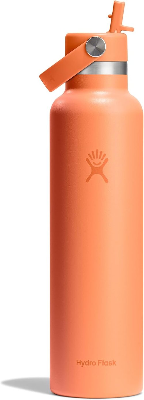Hydro Flask Water Bottle - Insulated Stainless Steel - Leakproof Straw Lid | 24 Oz Nectar Orange