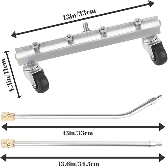 Pressure Washer Undercarriage Cleaner, Under Car Wash Water Broom with 13 Inch Extension Wand and 45 Degree Angled Wand, Surface Cleaner for Power Pressure Washer Attachment,4000 PSI