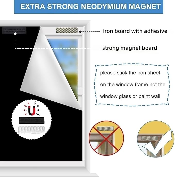 Magnetic Blackout Shades Temporary Blackout Curtains 100% Blackout Blind Window