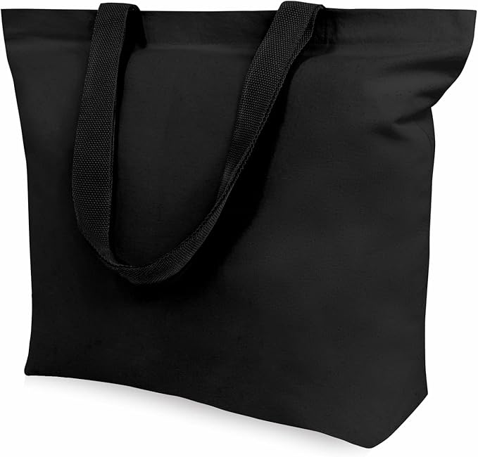 TOPDesign 12-Pack Canvas Tote Bags with Magnetic Snap, Reusable Grocery Shopping Bags, DIY Your Creative Designs