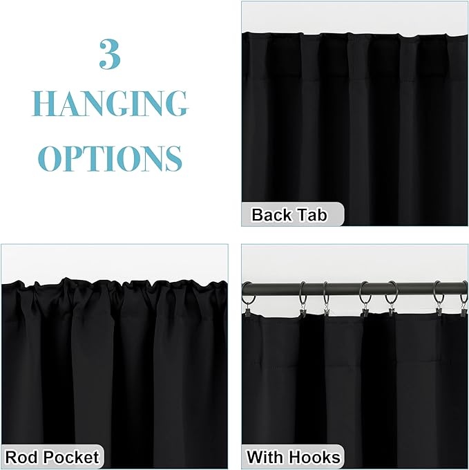 RYB HOME Blackout Curtains 80 inches Long Thermal Insulating Large Window