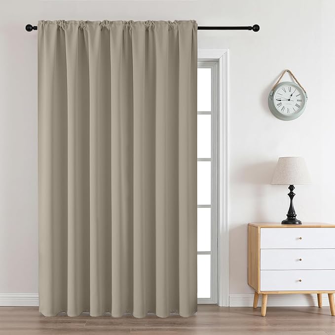 CUCRAF Light Beige Blackout Curtains Customize, Rod Pocket Room Darkening