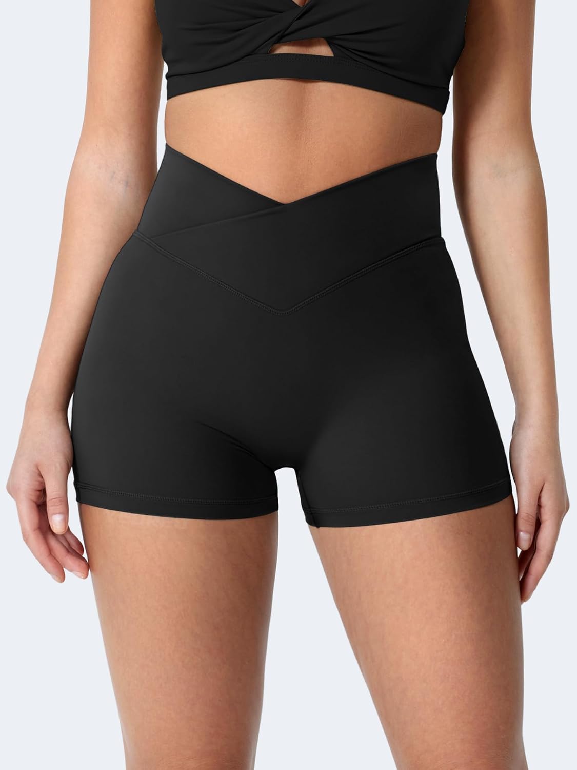 YEOREO CoreFlex Scrunch Workout Shorts - High Waisted Biker Shorts with Pockets for Women