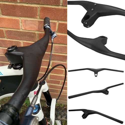 760 mm mtb riser carbon mountain bike handlebars riser bar integrated stem 1-1/8" Stem Angle -17 Degree 90mm Ultra-light integrated handlebar