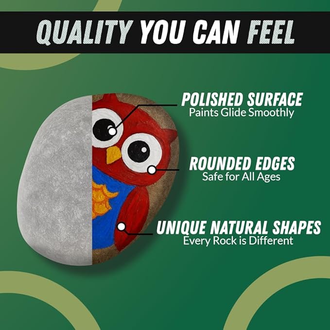 PGN 120 Large River Rocks for Painting - Stimulate Your Children’s Creativity with Our Painting Rocks for Kids - Flat and Smooth - Fun & Engaging Rock Painting with The Family - 2-4 Inches
