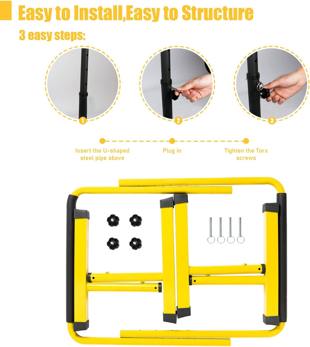 POWER GUIDANCE Dip Bar, Dip Stand Station for Full Body Strength Training, Adjustable Height 30Inches - 38.6Inched, 3 Colors Available
