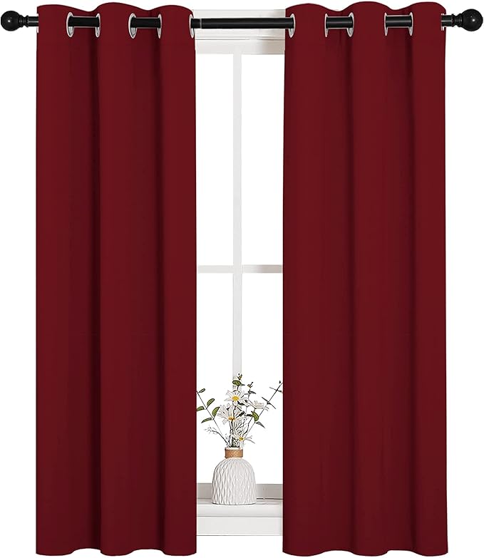 NICETOWN Christmas Burgundy Window Curtains Blackout Drapes, Thermal Insulated