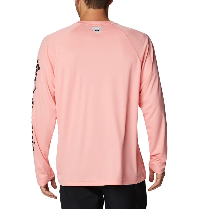 Columbia Men's Terminal Tackle Long Sleeve Fishing Shirt, Sorbet/Black Logo, 1X