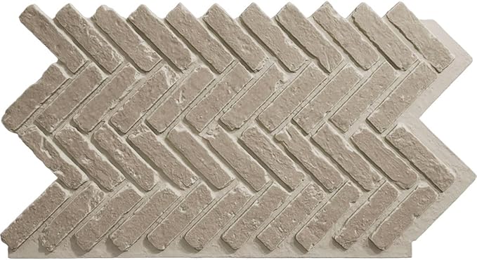 EverStone Herringbone Faux Brick Panel, 46 1/2"W x 25 1/4"H x 1"D, Antique