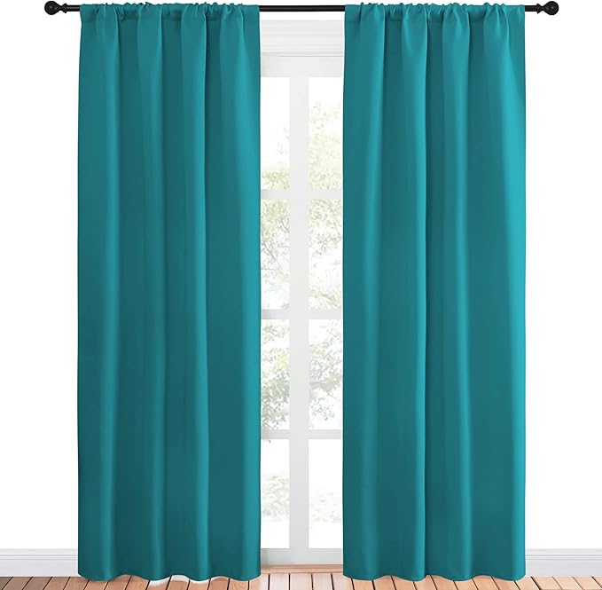 NICETOWN Peacock Blue Blackout Curtains Panels