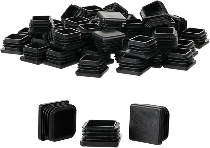 Furnigear Plastic Plugs Tubing End Cap Chair End Caps Outside Bottom Tubing Caps Square Furniture Sliders Glides Black (40, Fit 0.72-0.81" Square Tube Inner Size)