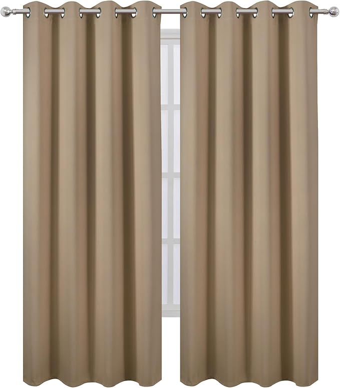 LEMOMO Blackout Curtains 52 x 90 inches Long Natural Curtains Set of 2 Panels
