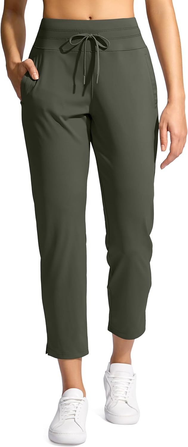 YYV Women's High Waisted Golf Pants - 3 Pockets, 7/8 Stretch Ankle Design for Workout & Travel