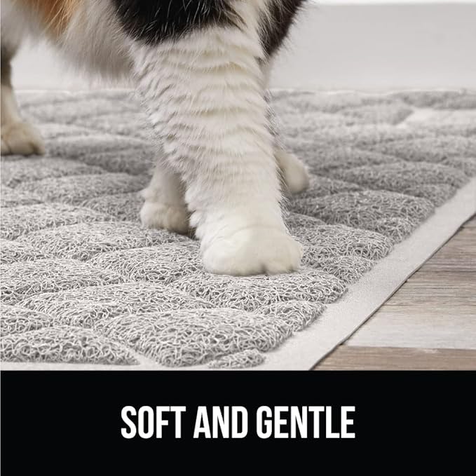 GORILLA GRIP Cat Litter Box Mat, Water Resistant, US Designed Kitty Litter Trapping Mats, Easy to Clean, Scatter Control, Less Mess and Clean Floors, Kitten Supplies for Indoor Cats, 24x17 Light Gray
