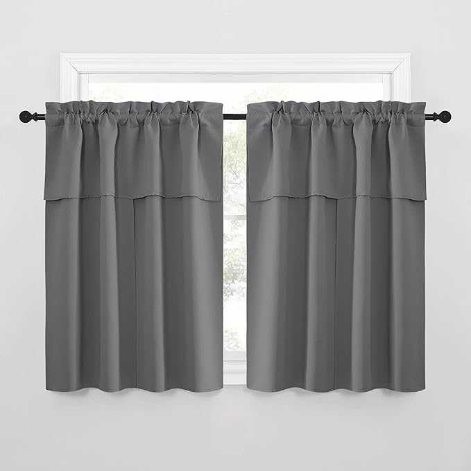 NICETOWN Short Curtains with Attached Valance