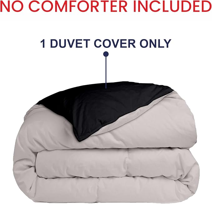 Kotton Culture 1 Pc Queen Size Duvet Cover Only -100% Egyptian Cotton Sateen 600 TC Ultra Soft Premium Durable Comforter Cover Zipper Closure & Corner Ties (Night's Shadow, Queen/Full 90" X 90")